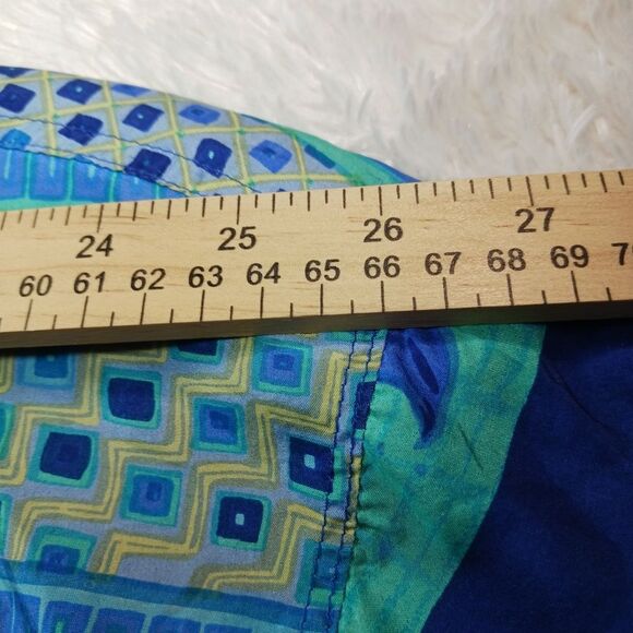 Fuda International Geo- Floral Silk Bomber/ Jacket. Women's 3X. Blue/ Green - Picture 10 of 14